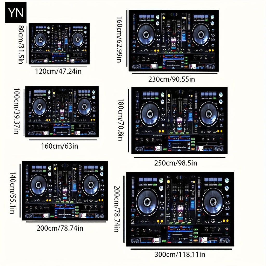 DJ Turntable Design Mat Floor Mat - Heavy-Duty Non-Slip Dance Studio Mat with Machine Washable Surface, Extra Thick 7mm Padding - for Home, Office, Clubs, Parties - Large Area Mat up to 2.16m² - Ideal Music Producer Decor, D