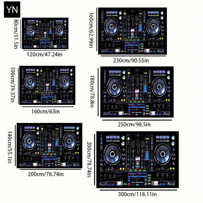 DJ Turntable Design Mat Floor Mat - Heavy-Duty Non-Slip Dance Studio Mat with Machine Washable Surface, Extra Thick 7mm Padding - for Home, Office, Clubs, Parties - Large Area Mat up to 2.16m² - Ideal Music Producer Decor, D