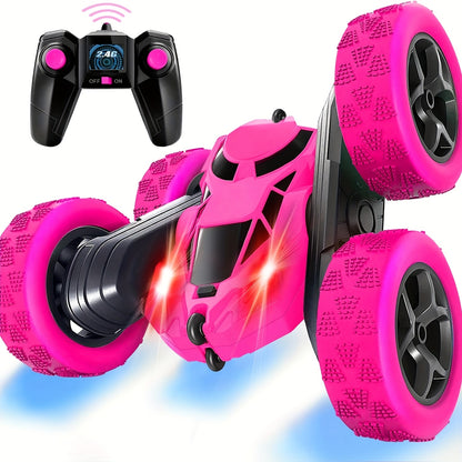 Remote Control Car, RC Toy Vehicle for Kids Ages 6-12 Years Old, 4WD Dual-Sided 360° Flip Stunt with 2.4GHz LED Lights and All-Terrain High Speed - Birthday Gift Idea or Holiday Present (Christmas Halloween Easter)