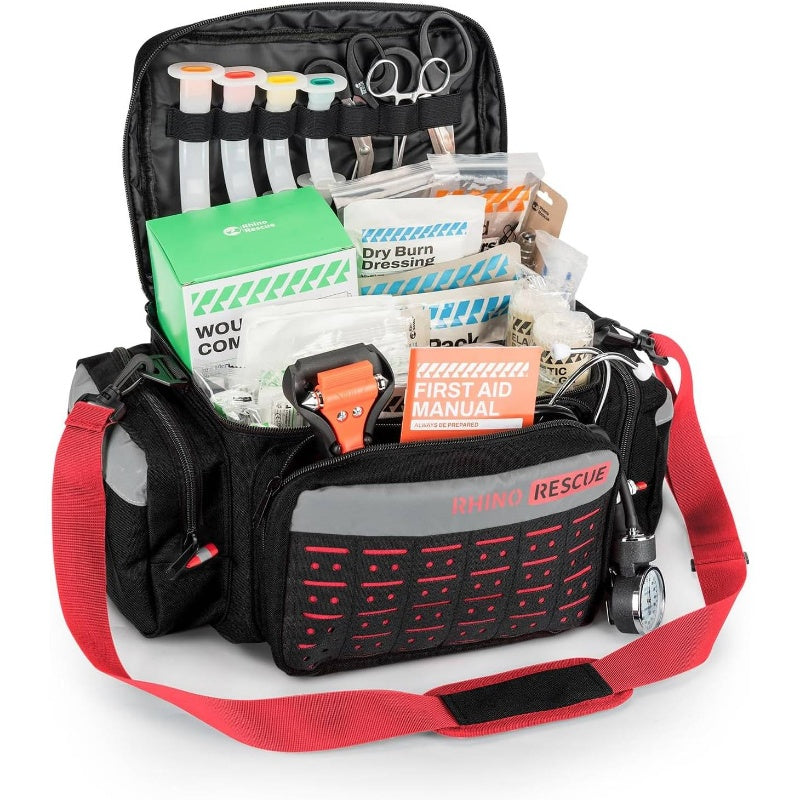 First Responder First Aid Kit Fully - Stocked EMT Bag, Professional EMTEMS Trauma Kit, Molle System Reflective Stripe, 300+ First Aid Supplies, Suits Business, Home Black, Emergency Supplies, Tactical First Aid, Compact First