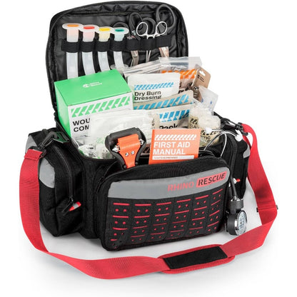 First Responder First Aid Kit Fully - Stocked EMT Bag, Professional EMTEMS Trauma Kit, Molle System Reflective Stripe, 300+ First Aid Supplies, Suits Business, Home Black, Emergency Supplies, Tactical First Aid, Compact First