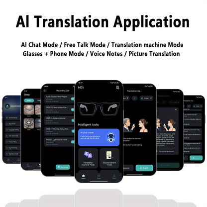 AI Translation Smart Glasses with 160+ Languages Support, Built-in, Charging, Photochromic Lens & Voice Call/Music/Translation - Real-Time Language Interpreter, Smart Glasses for Men & Women,, Driving, Office, Smart Audio Gla