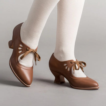 Women'S Large Size Chunky Low Block Heel Pointed Toe Lace-Up Sandals - All-Season Round-Toe-like Comfort, Brown Faux Cover Upper & Synthetic Cover Lining, European-Inspired Elegant Casual to Semi-Formal Shoes with Arch Suppor