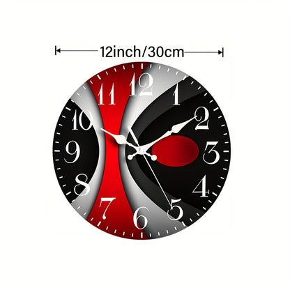 1-Pack JFHT Modern Large Round Wall Clock with Black & Red Face, White Hands & Black Numerals - Minimalist Silent Non-Ticking ( Not Included) - Easy-to-Read Large Face for Living Room, Bedroom, Office Decor - Black/Red/White