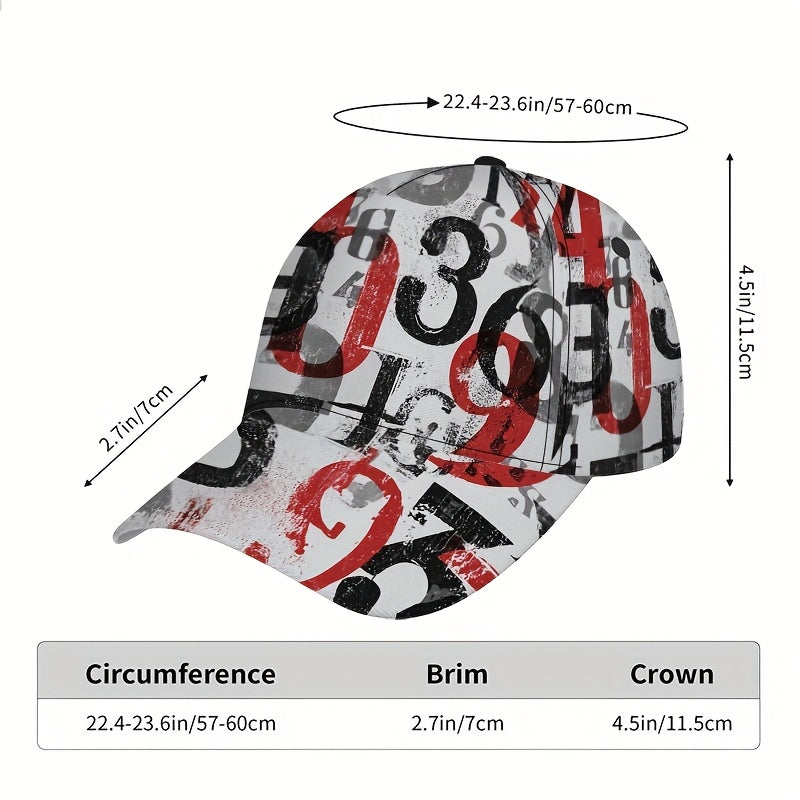 1pc Funky 2D Graffiti Number Snapback Hat - Full-Body Numbered Design (1-9/0) | Bold Graffiti Print for Outdoor Sports, Streetwear & Holiday Parties | Durable Polyester Cap for casual Wear & Athletic Activities