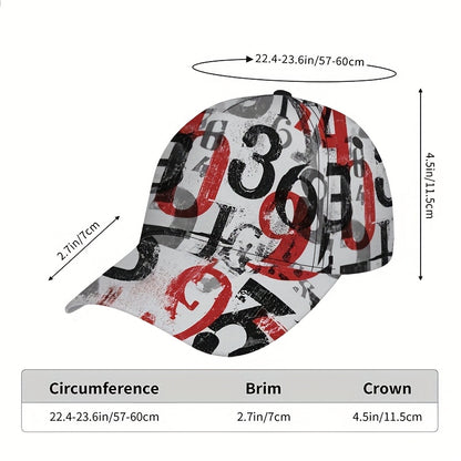 1pc Funky 2D Graffiti Number Snapback Hat - Full-Body Numbered Design (1-9/0) | Bold Graffiti Print for Outdoor Sports, Streetwear & Holiday Parties | Durable Polyester Cap for casual Wear & Athletic Activities