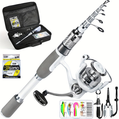 Ghosthorn Fishing Rod And Reel Combo Carbon Fiber Telescopic Fishing Pole Carrier Portable Kit Saltwater Freshwater, Fishing Rod And Reel, Ultra Light Fishing Combo, Bait Caster Reel And Rod Combo, Fishing Rod Combos, Saltwat