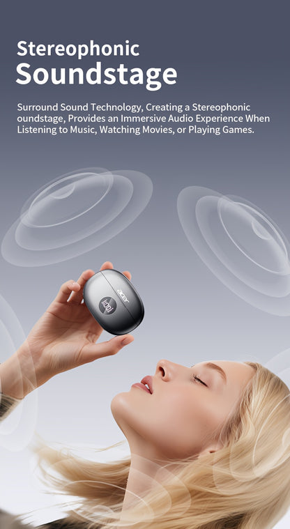 Acer 2025 new model back-to-school season TWS Wireless Headset Heavy Bass Stereo + Talking Noise Cancellation Ultra Long Lasting Sports Running hanging ear Low Latency Gaming Mode HIFI Audio Lightweight Touch Design Stylish D