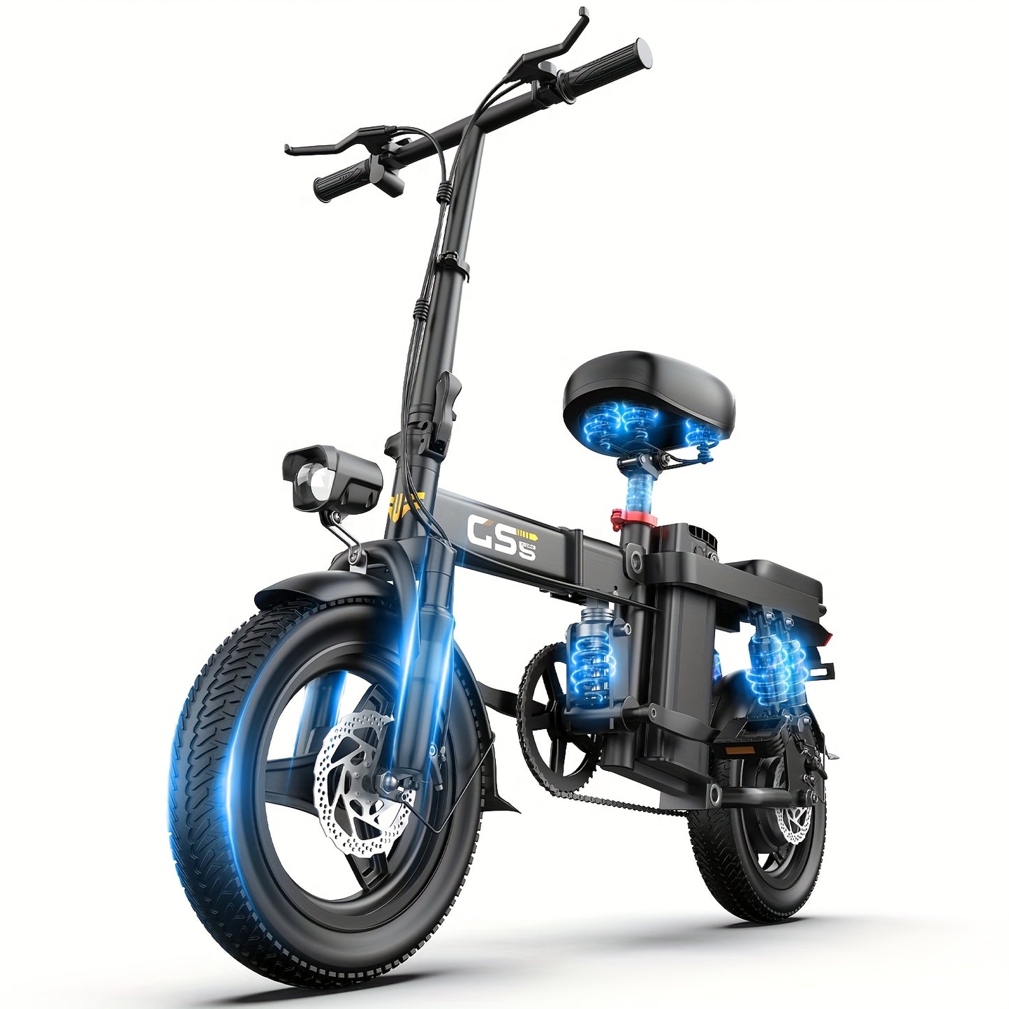 UPlee Peak Power 740W Electric Bike For Adults, 20MPH Full Shock Absorption Comfortable Riding, 48V6/8/10/15/17.5Ah, Max 32Miles Folding Ebike, 14'' Tubeless Off-road Tire, City Commuter