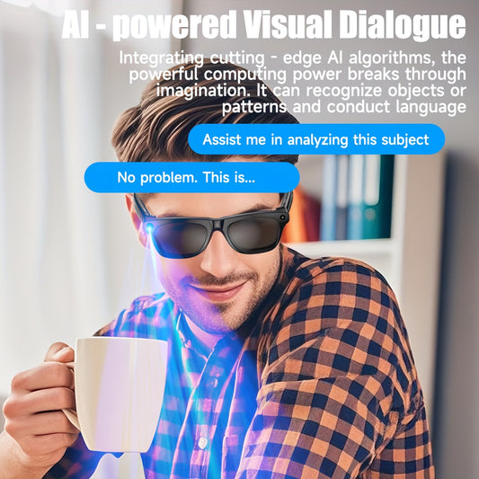 The New Smart Glasses Support Touch Control And AI Chat, GPT Large Model AI Intelligence, Wireless Calls, High-definition Music Anti-shake Shooting, Real-time Translation, Blue Light Protection, Dual-microphone Noise Reductio