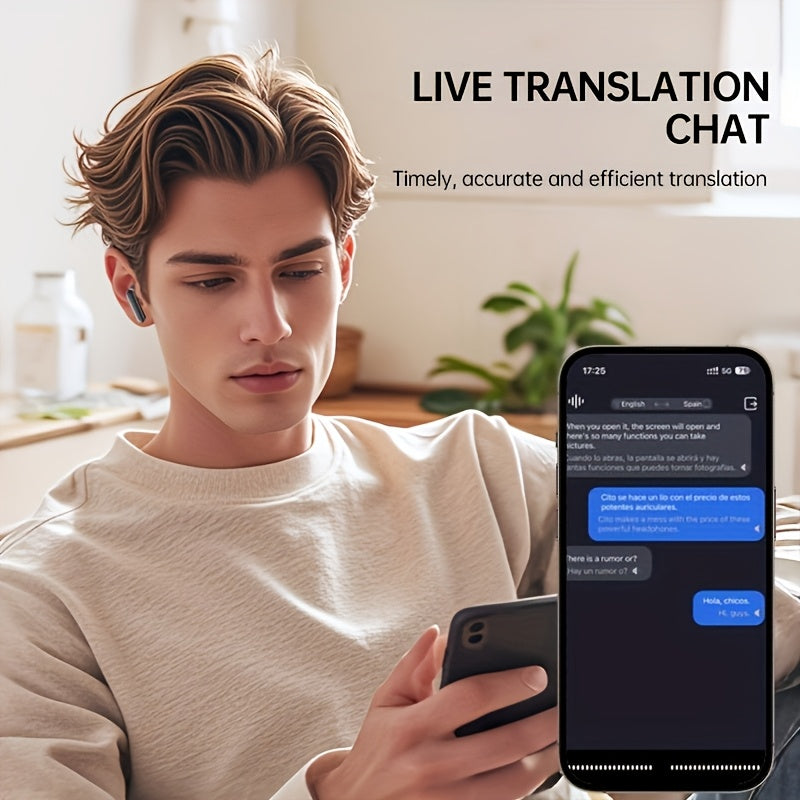 144 Languages Translation, Simultaneous Interpretation Dual-Ear Mode with Digital LED Display TWS In-Ear Headphones with ANC/ENC Noise Cancellation, Built-in Capacitive Microphone Music Sports Fitness