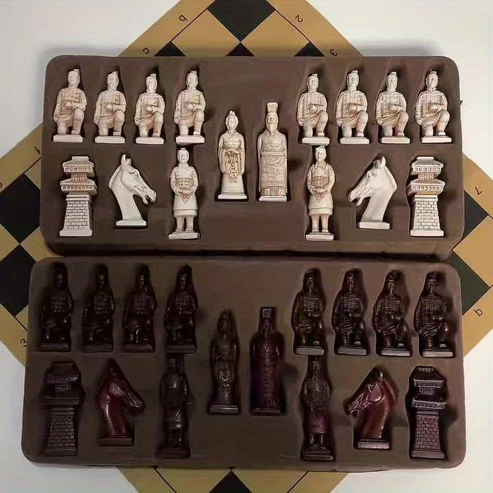 Super large chess deliberately made old character shape Cotta Warriors weighted chess board 43cm/16.93inch creative entertainment games Christmas various holiday gifts