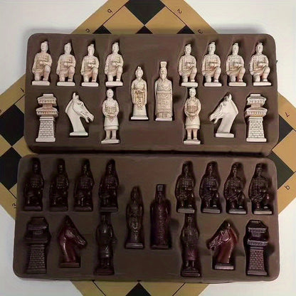 Super large chess deliberately made old character shape Cotta Warriors weighted chess board 43cm/16.93inch creative entertainment games Christmas various holiday gifts