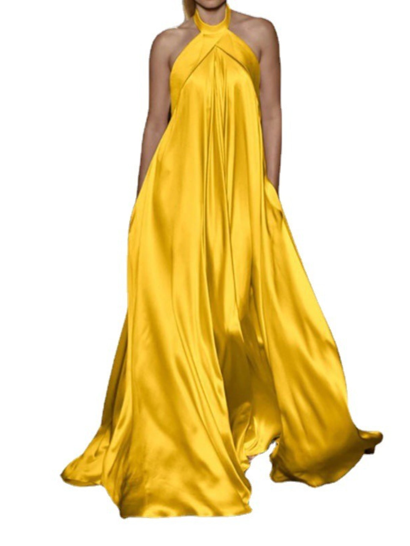 Plus Size, HERTALK Summer and Autumn New Fashion Casual Solid Color Long Flared Dress for Women