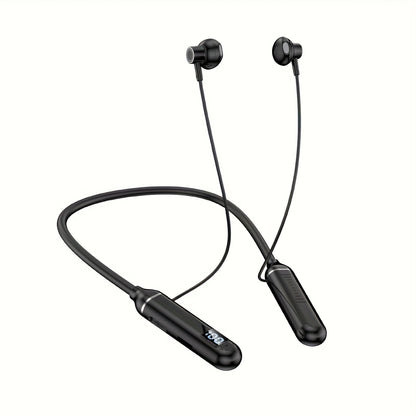 Long Lasting Battery Earbuds All-Day Audio Playback, 5.3 Wireless Neckband Headphones with Digital Charge Display, C Charge, Magnetic Suction Earphones for Sports, Running, Music, Workout, Headset In Ear with Mic Noise Cancel
