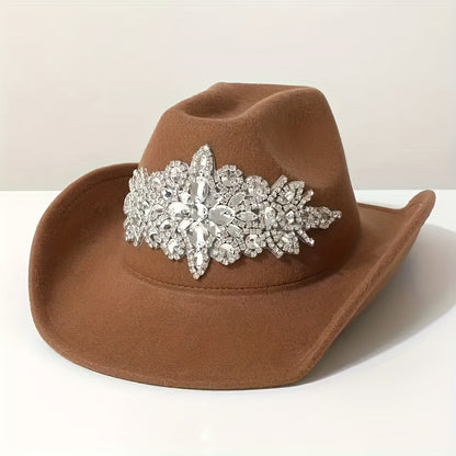 Rhinestone Cowboy Hat Sparkling for Women & Men - Shiny Western Cowboy Hat with Bling, perfect for Christmas, Halloween, Valentines Day - Wide Brim Cowgirl Hat suitable for Music Festival, Bachelorette Party, Weddings Parties