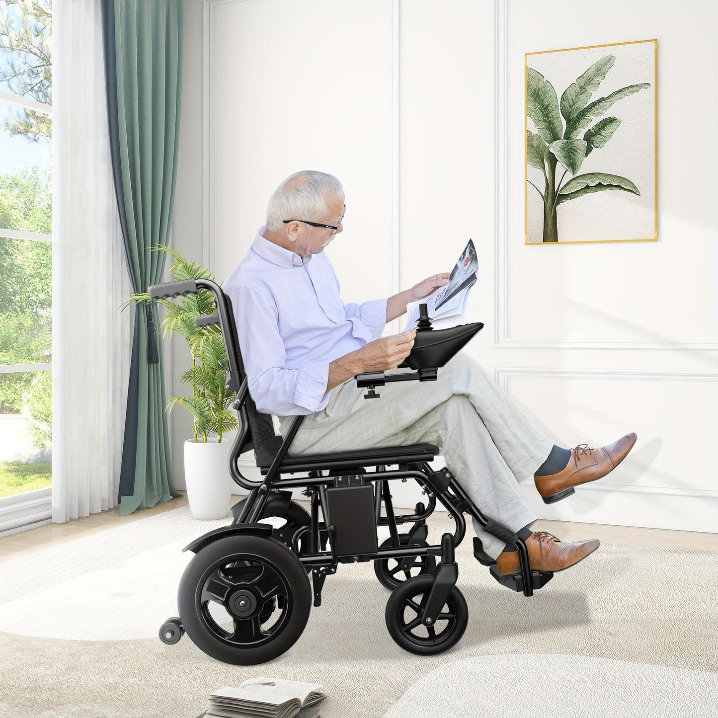 KERDOM Smart Folding Electric Wheelchair (Adult/Senior Model) - The Perfect Gift for Parents! 15+ Miles Range, 12AH Battery, 360° Joystick, All-Terrain Mobility, One-Key Folding (Black/Orange Dual Color)