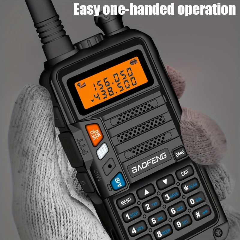 BAOFENG Walkie Talkie - Handheld Multi-Band Reception & Transmittance, Portable Dual-Way Radio with Large Capacity, High Power, Long-Range Communication, LED Flashlight, and Radio Frequency Monitoring, Walkie Talkie Designed