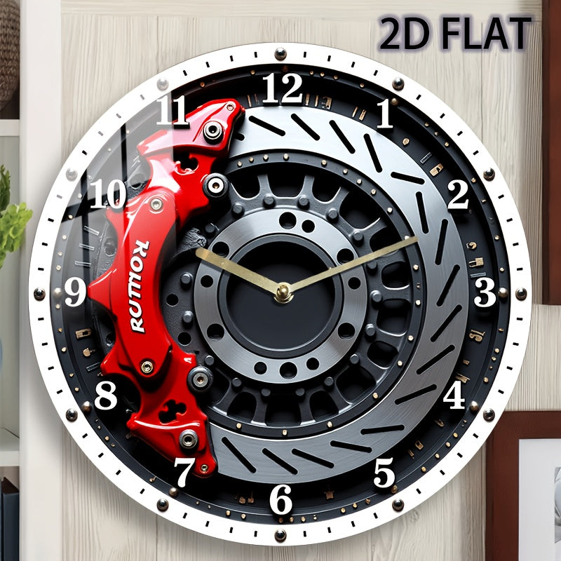 12-Inch Round Wall Clock with a Silent Brake Disc And Gear Design, Made of Acrylic, Featuring Quartz Movement And Battery Operation (AA Batteries Not Included). Ideal for Use in Bedrooms, Kitchens, Study Rooms, Garages, As Ch