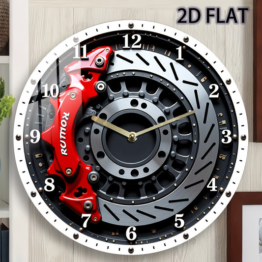 12-Inch Round Wall Clock with a Silent Brake Disc And Gear Design, Made of Acrylic, Featuring Quartz Movement And Battery Operation (AA Batteries Not Included). Ideal for Use in Bedrooms, Kitchens, Study Rooms, Garages, As Ch