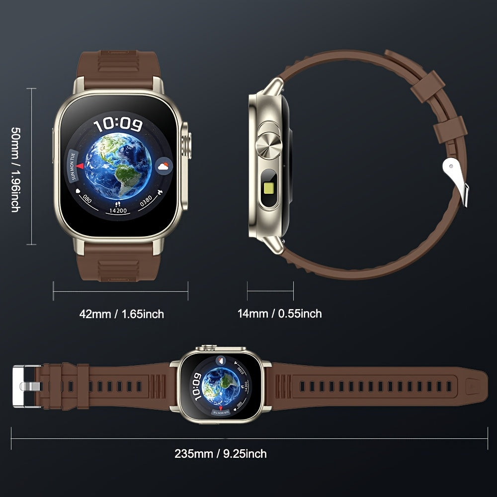 New 2.01-Inch Large Screen GPS Smartwatch with Precise Tracking, Route Display, Wireless Calls, Message Alerts, LED Flashlight, High-Quality Design, 100+ Sports Modes, Compass, Barometer, 460mAh Battery, IP68 Waterproof – E
