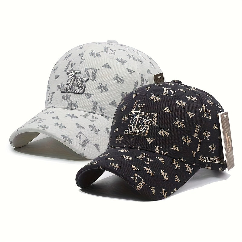 2pcs LV Letter Embroidered Baseball Caps Set - Luxury Adjustable Snapback Hats with Duckbill Brim, Moisture-Wicking Unisex for men & Women, LV Embroidery Design (No Random Variations) for Casual,, Valentine's Day Gift - Hand/