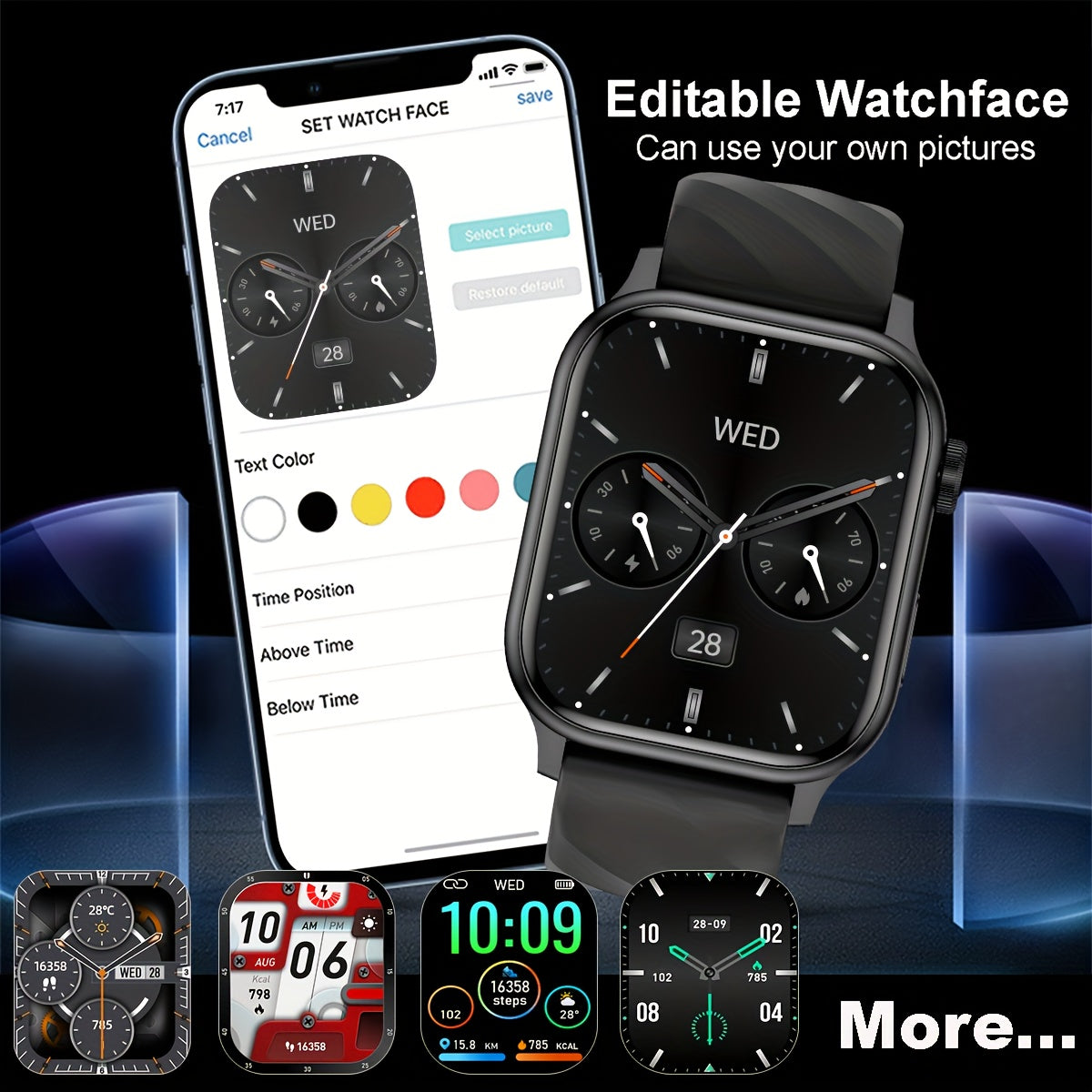 New Stylish Smartwatch, GPS Watch, 2.01-inch Large Screen, Battery, High Quality, Multiple Dials, Wireless Calling and Text Reminders, 100+ Sports Modes, Suitable for Men's and Women's Fitness Tracking Watch | Modern Smartwat