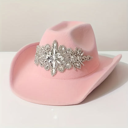 Rhinestone Cowboy Hat Sparkling for Women & Men - Shiny Western Cowboy Hat with Bling, perfect for Christmas, Halloween, Valentines Day - Wide Brim Cowgirl Hat suitable for Music Festival, Bachelorette Party, Weddings Parties