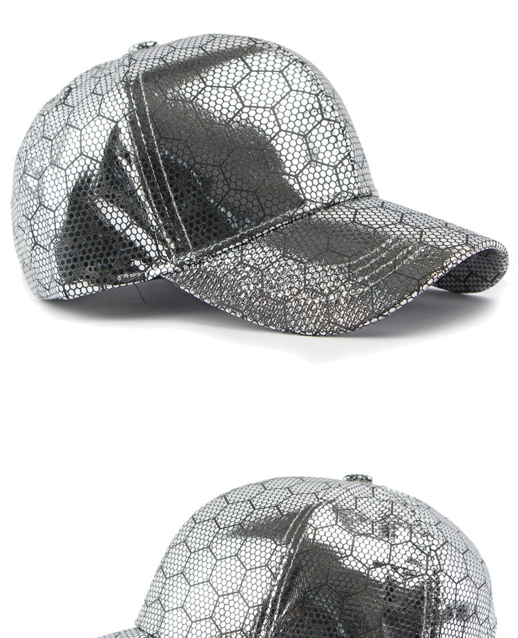 Men'S & Women'S Retro Reflective Cycling Baseball Cap - UPF Sun Protection Hard Brim, Breathable Mesh Back & Golden-Tone Visor, Lightweight Hip-Hop Style for Outdoor Sports, Cycling, Casual Wear - Unisex Spring Summer Hat