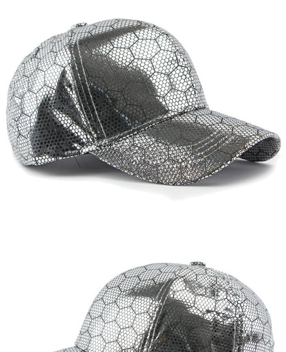 Men'S & Women'S Retro Reflective Cycling Baseball Cap - UPF Sun Protection Hard Brim, Breathable Mesh Back & Golden-Tone Visor, Lightweight Hip-Hop Style for Outdoor Sports, Cycling, Casual Wear - Unisex Spring Summer Hat