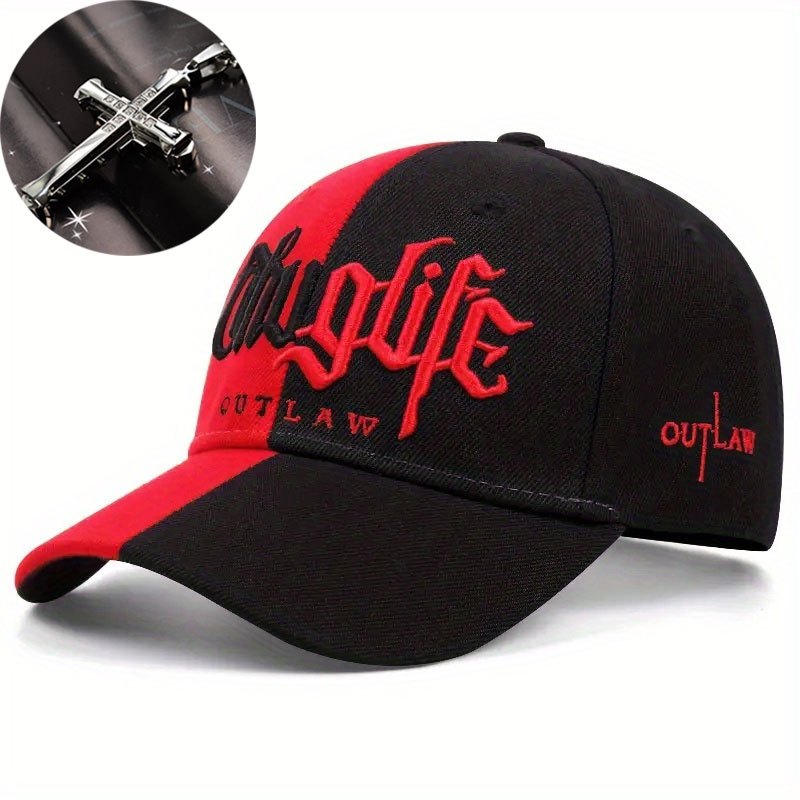 Two-piece "one hat and one decorative necklace" combination, new youth hip-hop baseball cap, exquisite embroidery adjustable lightweight and breathable travel, travel, size, and holiday gifts best choicesuitable for men and w