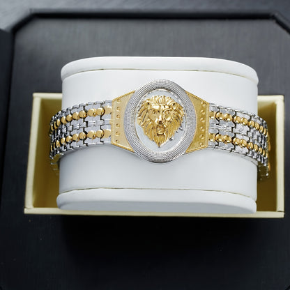 1pc Fashion Men's Lion Head Pattern Bracelet Punk Hip-Hop Style Couple Exquisite Jewelry Gift - Perfect for Daily Wear and Banquets, Carnivals, Valentine's Day Gifts,  Synthetic Stone Accessory, Highquality Craftsmanship, Tre