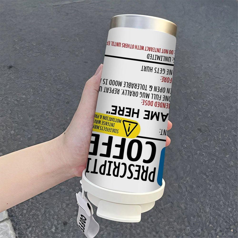 1pc Funny Prescription Design Coffee Cup - Leak-Proof Lid, 18oz (500ml) Travel Mug with, for Home, Office, Travel - Ideal Gift for Coffee Lovers, Birthday, Christmas, Valentine's, Graduation - Durable Stainless Steel Construc