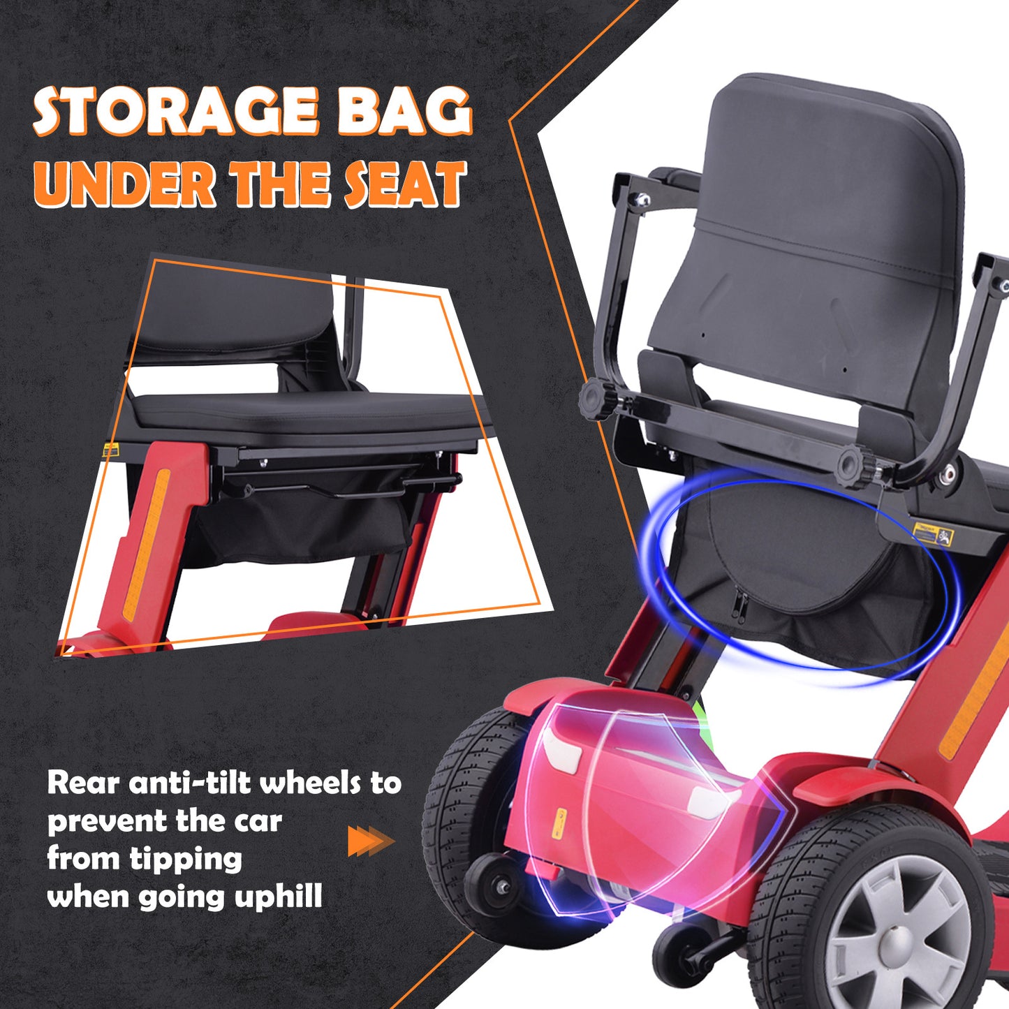 Senior Mobility Scooter 4-Wheel Foldable Electric Scooter for Adults, Lightweight & Portable with LED Lights, Storage Bag & Charger Included, Ready to Use for Travel