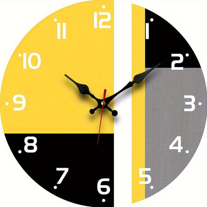 1pc Sleek & Stylish Silent Quartz Wall Clock - Round Wooden Design for Bedroom, Living Room, Office, Kitchen, Bathroom Decor - Battery Operated (AA Battery Not Included)