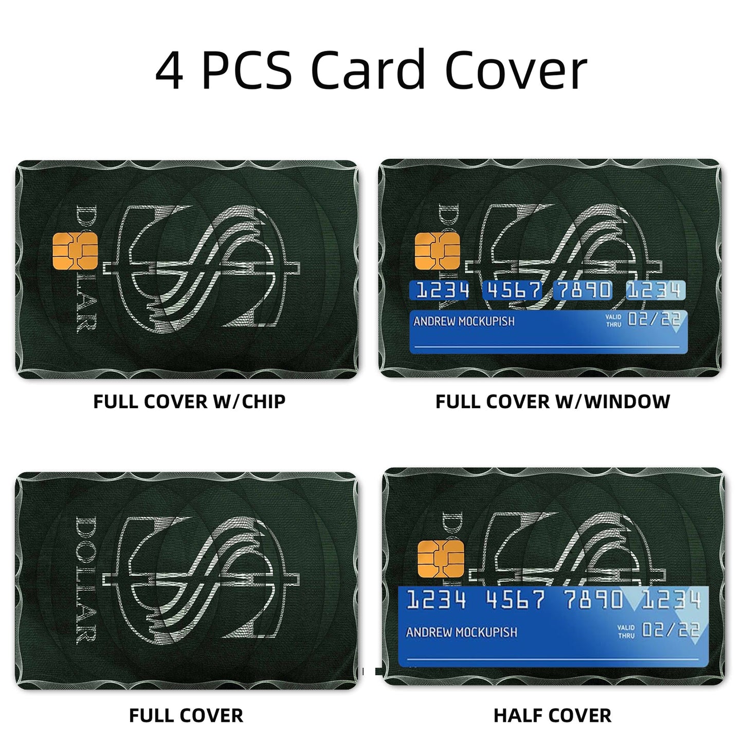 4-Pack PVC Matte Finish Credit Card Decorative Stickers, Simple Style, Non-Braided, Removable Self-Adhesive Card Decals for Credit, Debit, Transit Cards