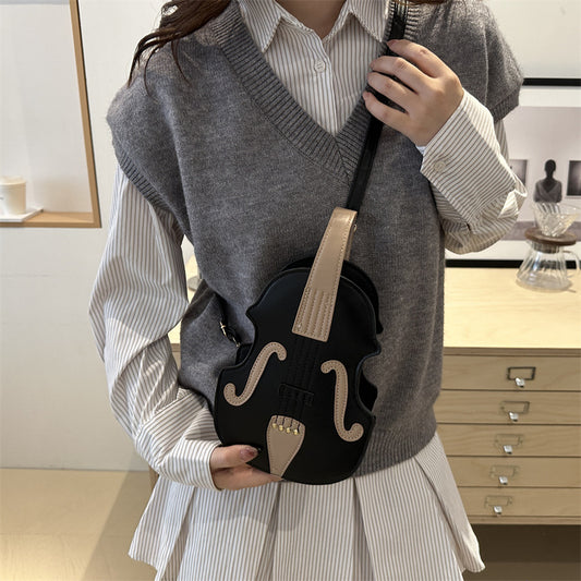 Cross Border Popular Violin Shaped Backpack, Artistic Temperament Backpack, Versatile and Fashionable Hand-held Shoulder Bag, Crossbody Violin Bag