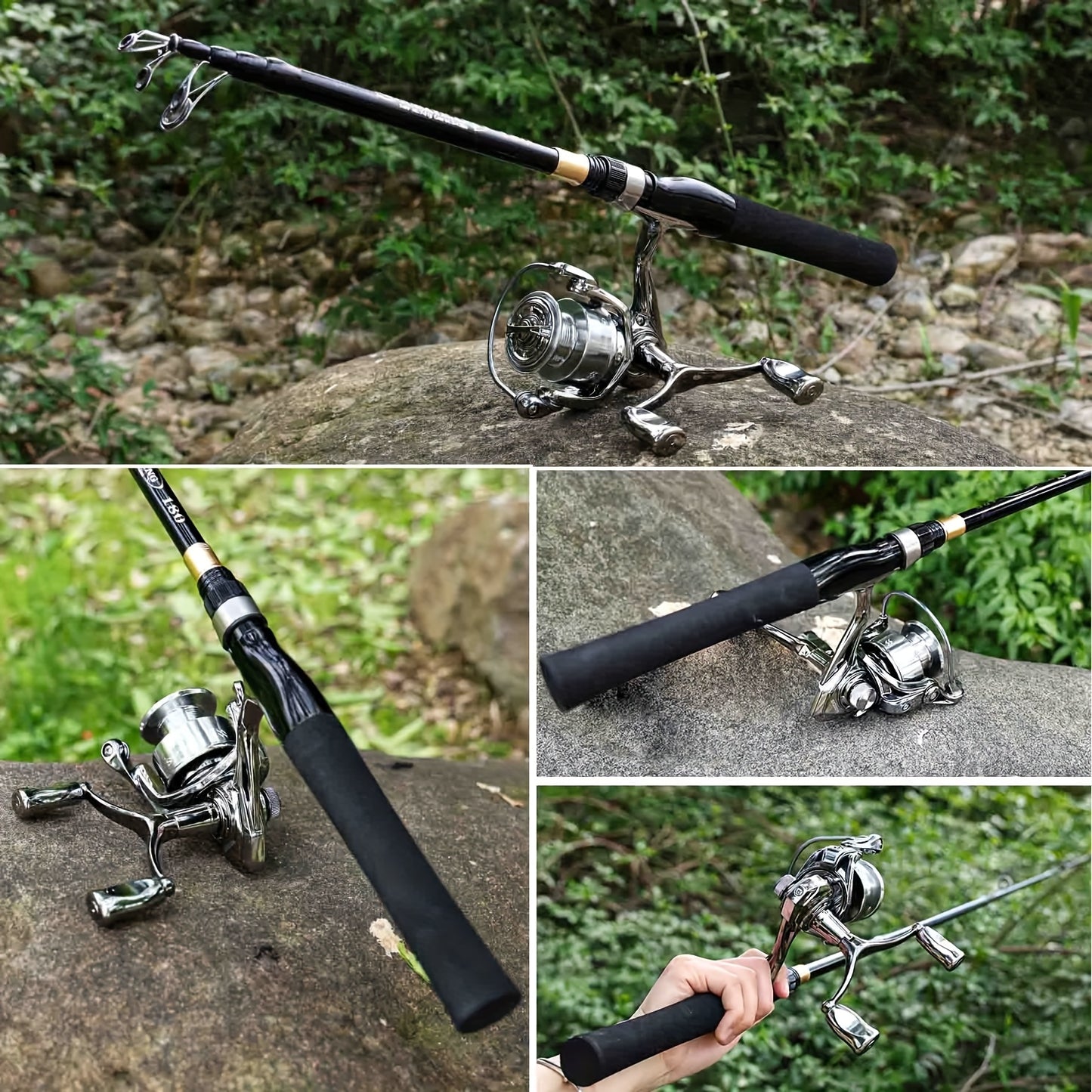 SOUGAYILANG Heavy-Duty Carbon Fiber Fishing Rod & Reel Combo with 5.0:1 Gear Ratio Spinning Wheel, Medium Power Fast-Retraction Line System, Complete Lure Kit (Hooks, Beads) - All-in-One Freshwater Bass Pike Trout Fishing for