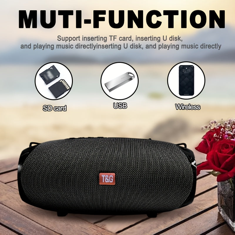 Portable Wireless Speaker - TG534 with Dual Speakers - TWS Stereo Hi-Res Audio - Hands-free Call/FM/TF Card/U Disk - Connect to Mobile Phone/Tablet/TV - Support Plug-in Card U Disk - Compatible with TF Card/USB Drive/FM Built