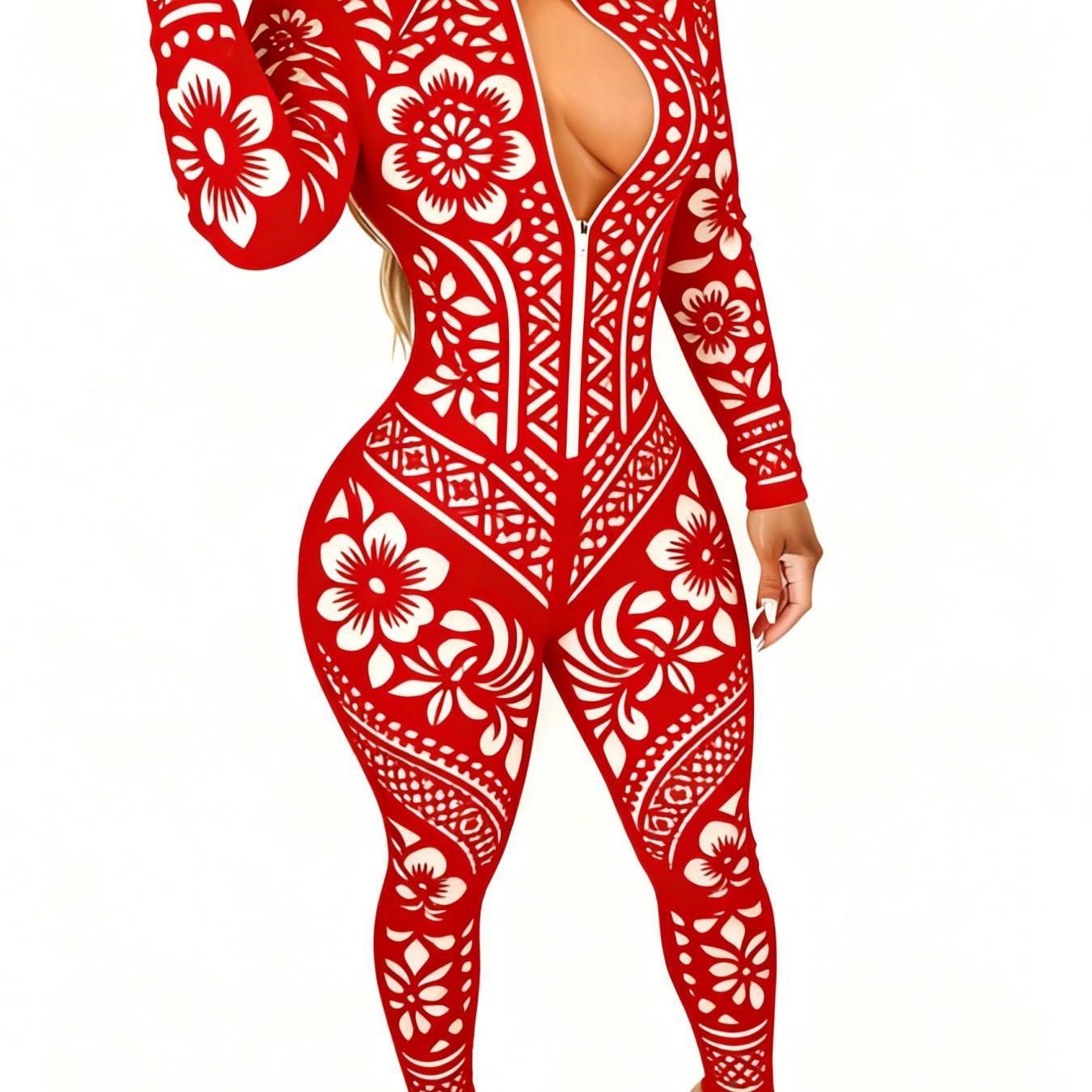 Fashion 2D Digital Print Women Jumpsuit Casual Street Style Fitted Design Modern Trendy Piece