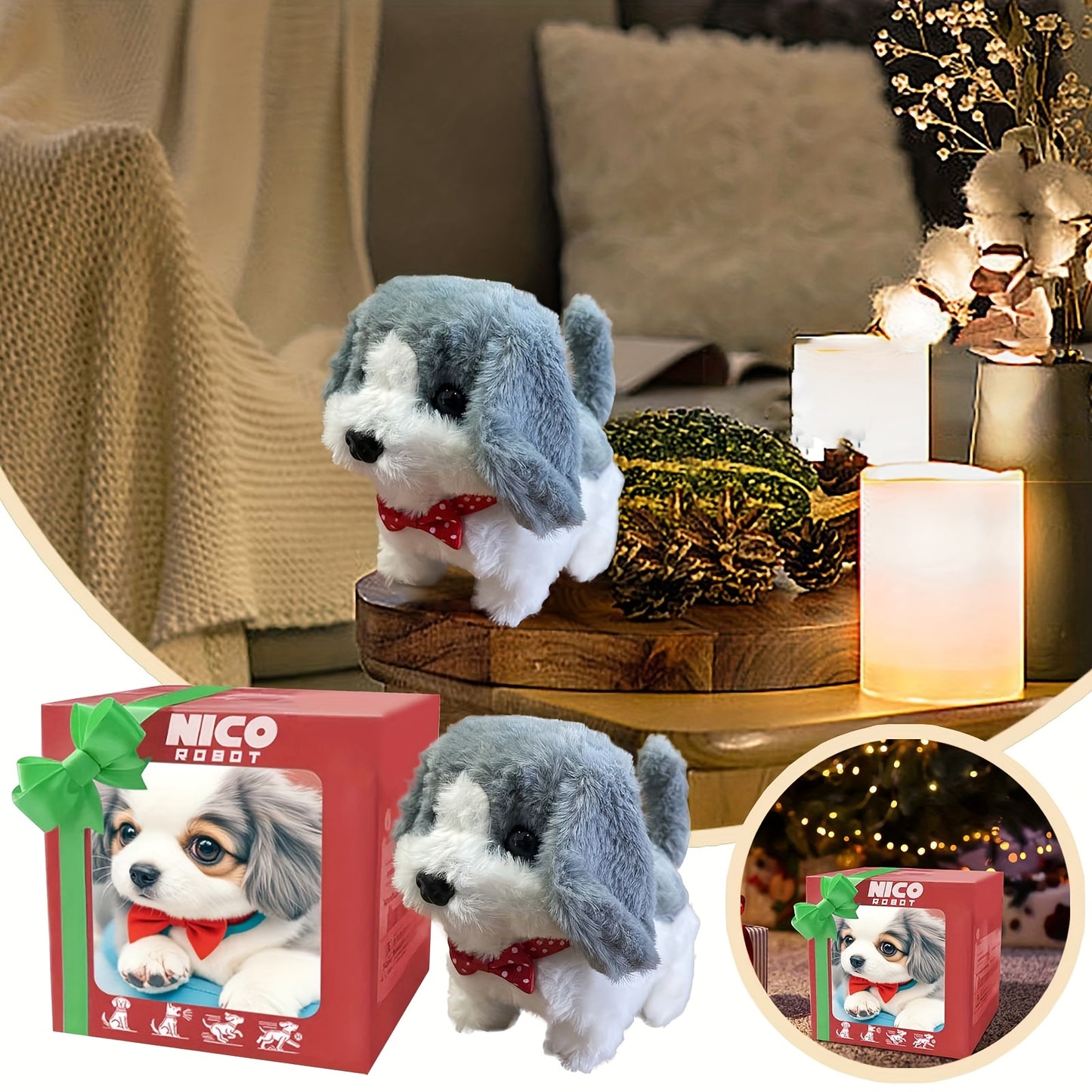 A Robotic Puppy Toy That Mimics Real Movements And Sounds - a Light Brown Plush Companion for, Designed to Aid in Motor Skills Development, Featuring a Playful Packaging And Detailed Fur Texture.