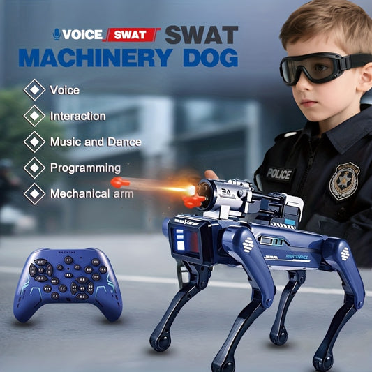 Intelligent Robot Dog with Voice Control, Interactive Discovery, Music & Dance, Mechanical Arm, Red Spray Function, Blue Launch Function, Stimulates Curiosity, Usb Rechargeable