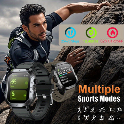 GWENLAND New Smart Watch with 2.01 Large Screen, LED Flashlight, Outdoor Sports Watch, Altimeter, Barometer, 100+ Sports Modes, Multimedia Information Viewing, Weather Checker, Pedometer, Fitness Tracker, Perfect Gift for Fes