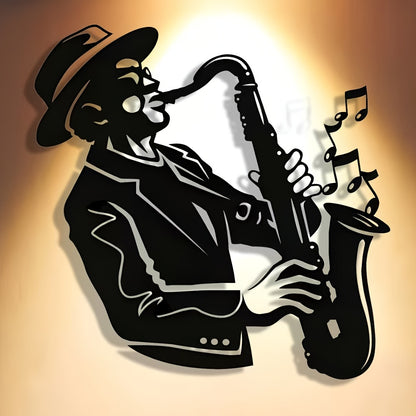 2D Flat, 1pc Exquisite Saxophone Metal Plaque, Elegant Minimalist Christmas Art Design, Wall Decor Craft, Suitable for Office, Home Living Room, Bedroom, Patio, Kitchen, Courtyard Wall, Shop Lobby Hanging, Cafe, Ballroom and