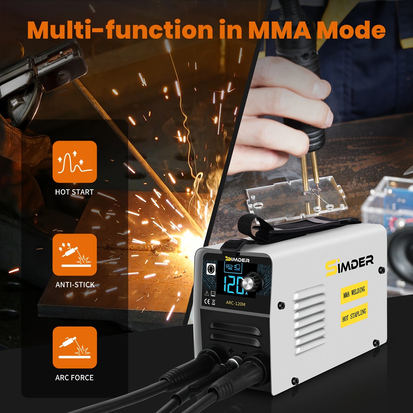 2in 1, 120A Stick Welder And 80W Plastic Welder Portable Inverter MMA ARC Welding Machine with Digital Display, Hot Stapler for Plastic Repair, 110V Welder for Car Repair, Home Maintenance