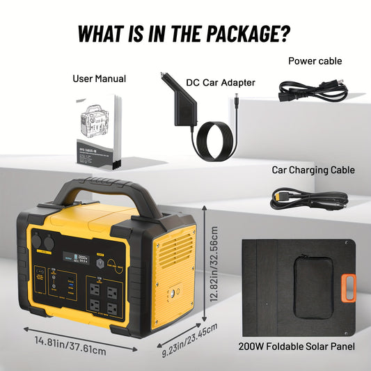 Portable Power Station With 200W Solar Panel, 1024Wh LiFePO4 Battery, 1.2H Fast Charging, UPS Function, 4x1800W AC/100W USB-C Output Use As A Solar Generator For Home Backup Power, Camping & RVs