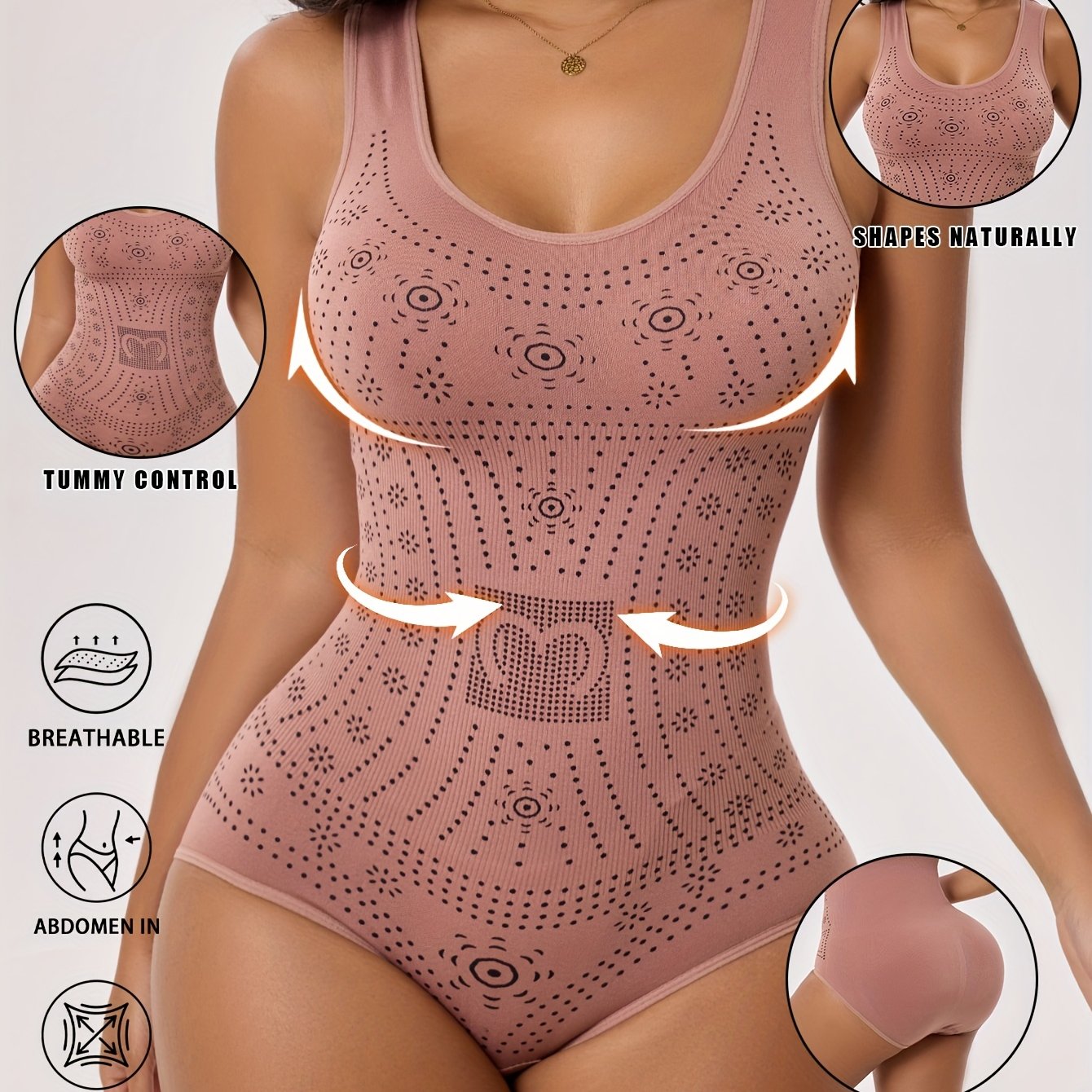 1pc CELILIN Women's Full-Coverage Tummy Control Bodysuit - Seamless Compression Shaping Suit with Bust & Abdominal Shaping, Postpartum Wear, Solid Color Full-Body Shaper (Hand Wash/Dry)