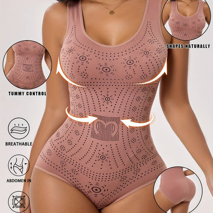1pc CELILIN Women's Full-Coverage Tummy Control Bodysuit - Seamless Compression Shaping Suit with Bust & Abdominal Shaping, Postpartum Wear, Solid Color Full-Body Shaper (Hand Wash/Dry)