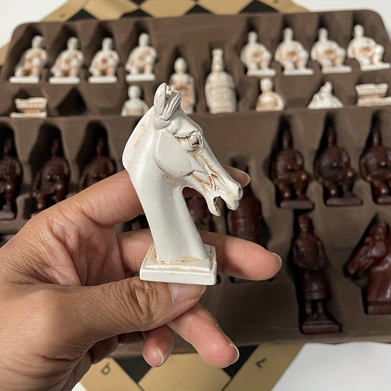 Super large chess deliberately made old character shape Cotta Warriors weighted chess board 43cm/16.93inch creative entertainment games Christmas various holiday gifts