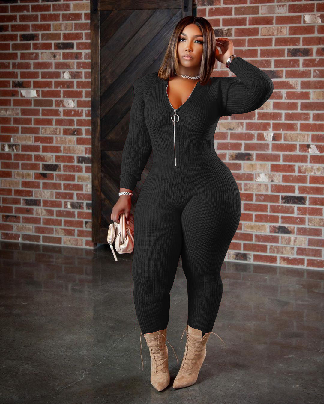 HERTALK Women Fashion Imitation Padded Shoulder Hooded Jumpsuit | Casual Fall/Winter Style with Off the Shoulder Collar, Long Sleeve, Ruffle Details, Palazzos Hem